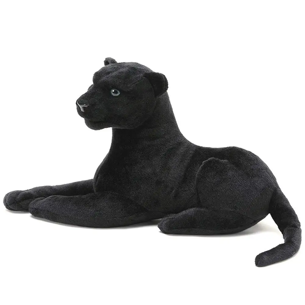 Black Panther | Udstoppede Dyr Sort Leopard Plys Kat | Realistiske Dyr Toy Side Ligger Gestus Hjem Dekoration Gave At Give, 0